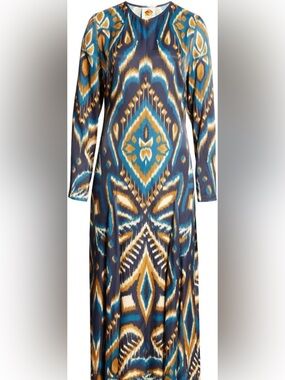 Farm Rio Pineapple Ikat Blue Maxi Dress